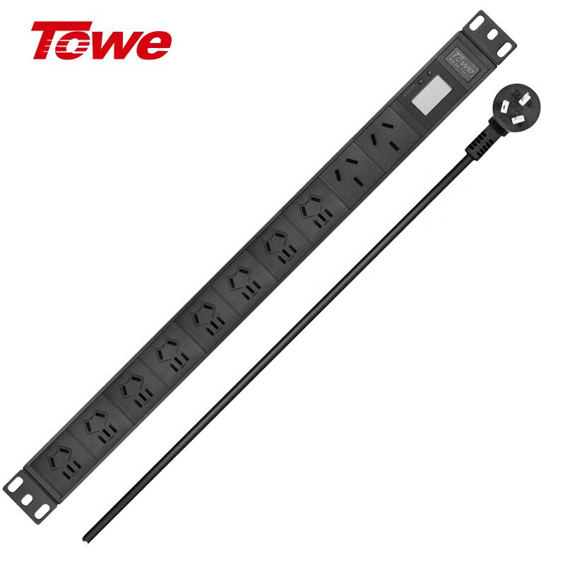 TOWE同為智能數顯功率計量PDU機柜插座電源管理器 功率計量PDU插座 工業電表插座排插 EN16/G1001J