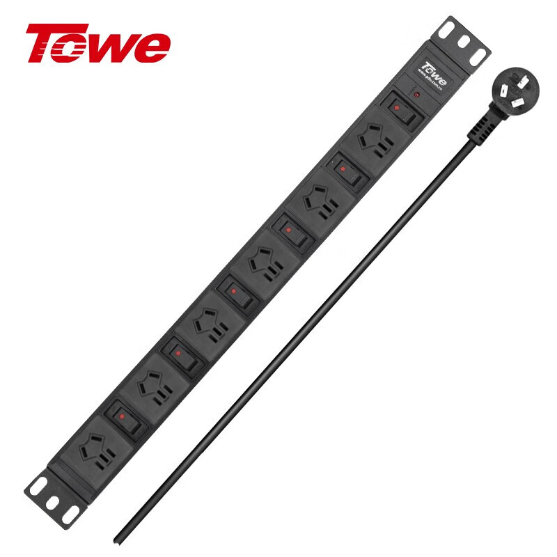TOWE同為PDU機柜插座3米線分控插排 插線板單開單控 6位10A EN10/G601K