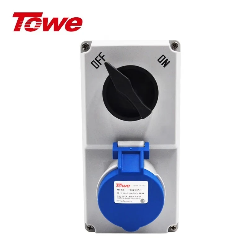 TOWE同為IP44防濺防潑CEE/IEC固定式工業插座 戶外防水電氣附加裝置插頭插座 IPS-S316SB IPS-S332SB