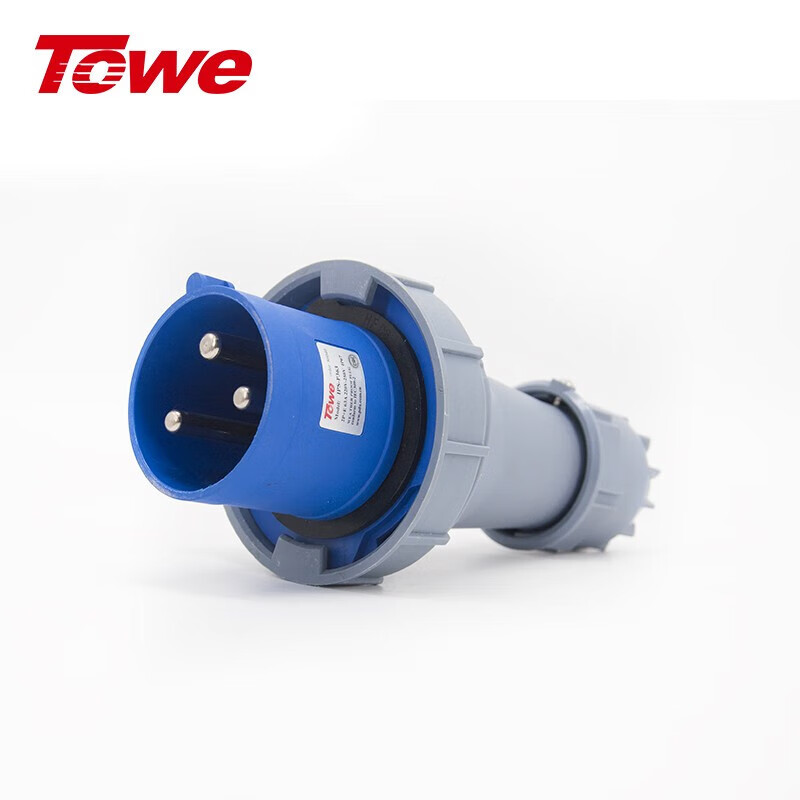 TOWE同為IP67防浸防塵CEE/IEC工業插頭工業連接器耦合器 高等級安全戶外防水電氣63A 超大功率 3芯2P+E公母對接工業插頭插座 IPS6-P363 IPS6-S363