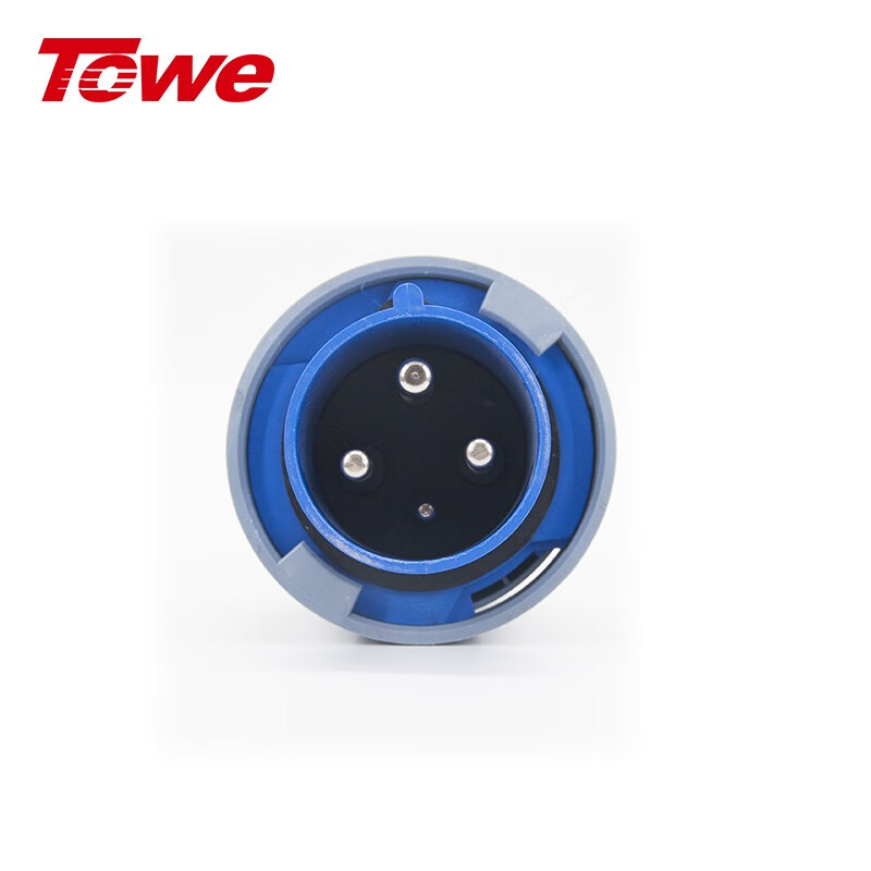 尼龍 2P+E 三芯 63A 220V-250V IP67，藍灰，工業插頭，公頭