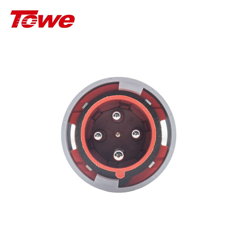 尼龍 3P+E 四芯 63A 380-415V IP67，紅灰，工業(yè)連接器，公頭