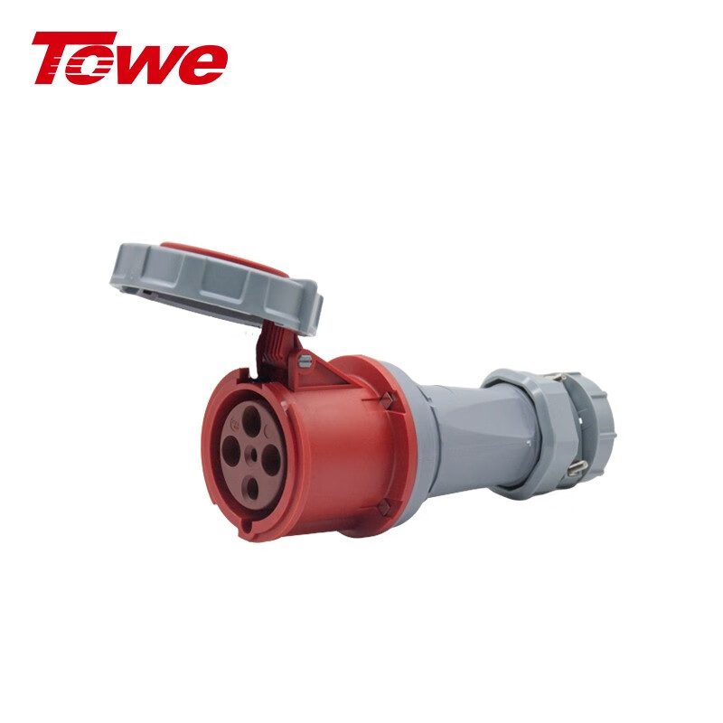 尼龍 3P+E 四芯 63A 380-415V IP67，紅灰，工業(yè)連接器，母頭