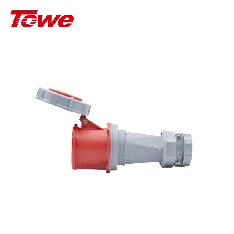 尼龍 3P+N+E 五芯 63A 380-415V IP67，紅灰，工業連接器，母頭