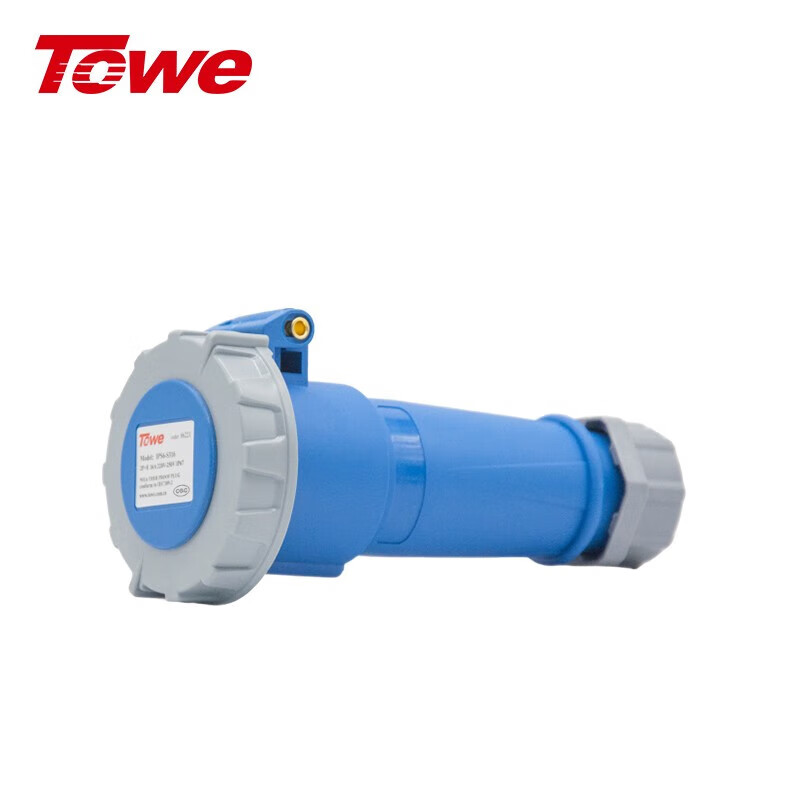 尼龍 2P+E 三芯 32A 220V-250V IP67，藍灰，工業連接器，母頭