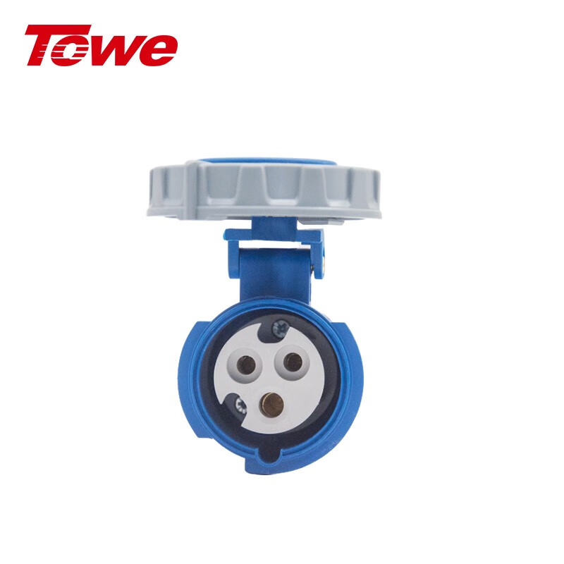 尼龍 2P+E 三芯 32A 220V-250V IP67，藍灰，工業連接器，母頭