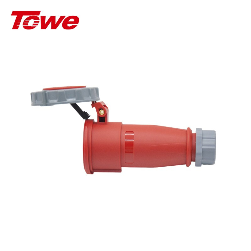 尼龍 3P+E 四芯 32A 380-415V IP67，紅灰，工業連接器，母頭