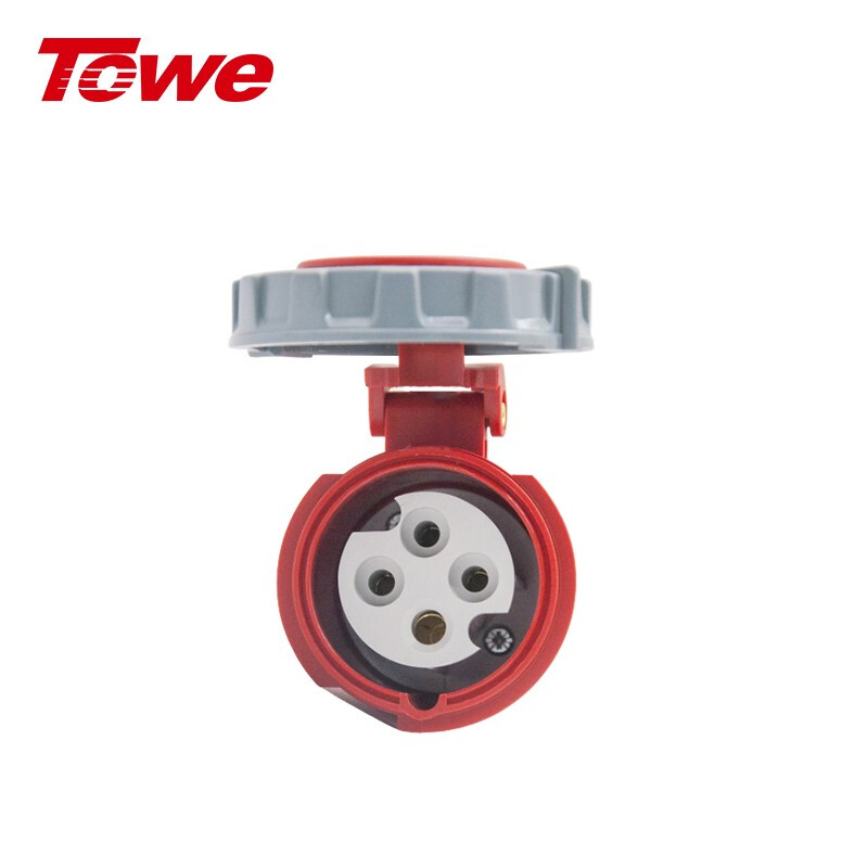 尼龍 3P+E 四芯 32A 380-415V IP67，紅灰，工業連接器，母頭