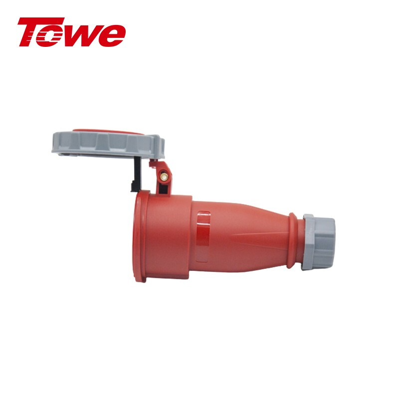 尼龍 3P+N+E 五芯 32A 380-415V IP67，紅灰，工業連接器，母頭