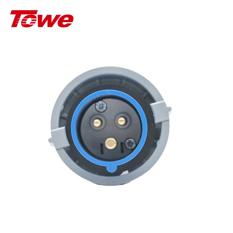 尼龍 2P+E 三芯 16A 220V-250V IP67，藍灰，工業插頭，公頭