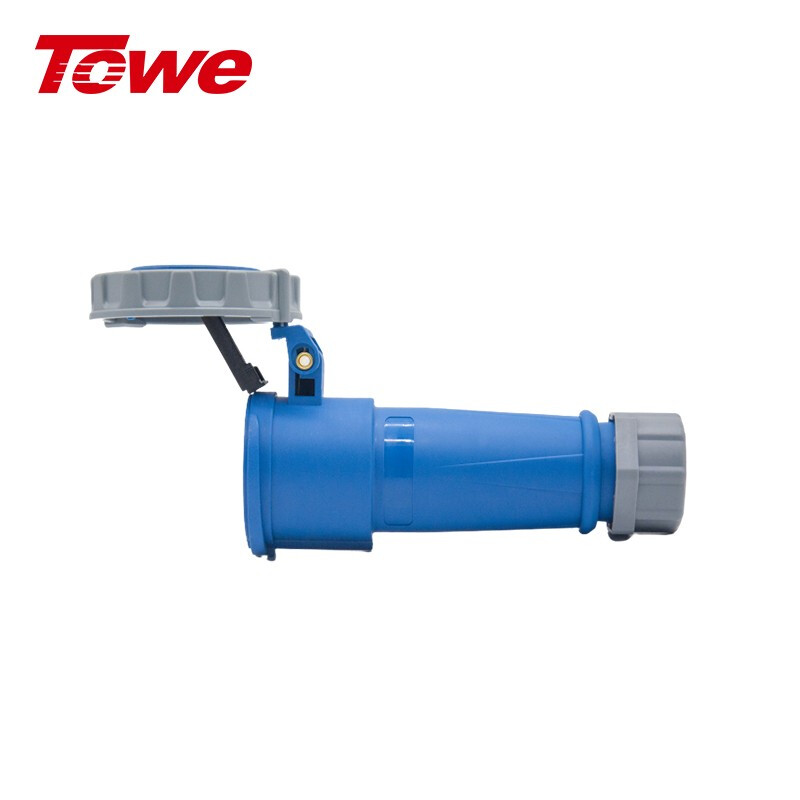 尼龍 2P+E 三芯 16A 220V-250V IP67，藍灰，工業連接器，母頭