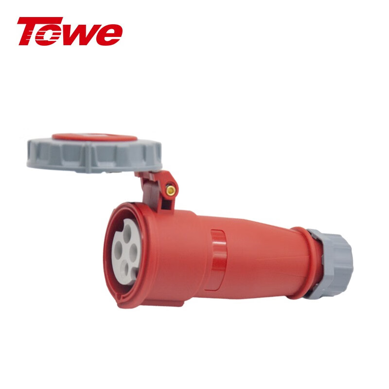 尼龍 3P+E 四芯 16A 380-415V IP67，紅灰，工業連接器，母頭
