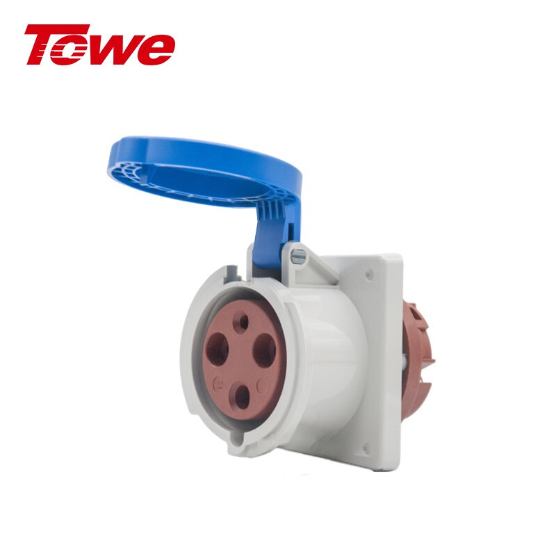 TOWE同為IP44防濺防潑CEE/IEC固定式工業插頭插座 戶外防水電氣63A超大功率暗裝插頭插座 附加裝置插頭插座 3芯2P+E公母對接工業器具插頭插座 IPS-MS363 IPS-MP363 IPS-S363S