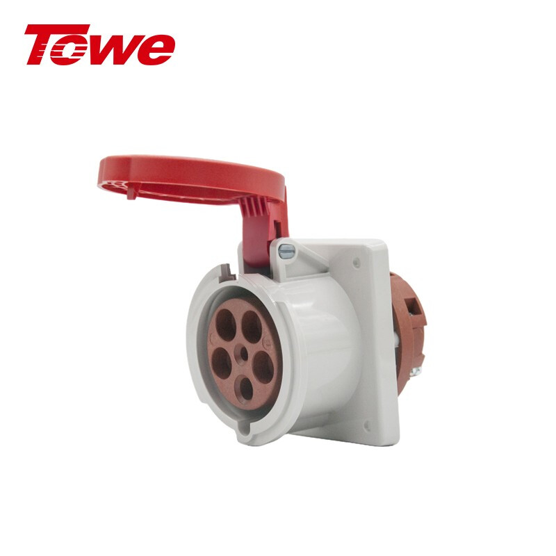 TOWE同為IP44防濺防潑CEE/IEC固定式工業插頭插座 戶外防水電氣63A超大功率暗裝插頭插座 附加裝置插頭插座 5芯3P+N+E公母對接工業器具插頭插座 IPS-MS563 IPS-MP563 IPS-S563S